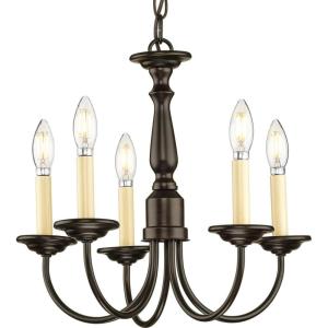 Progress Lighting Five-Light White Candles Traditional Chandelier Light, P4008-31, Textured Black(Bronze)