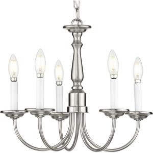 Progress Lighting Five-Light White Candles Traditional Chandelier Light, P4008-31, Textured Black(Nickel)