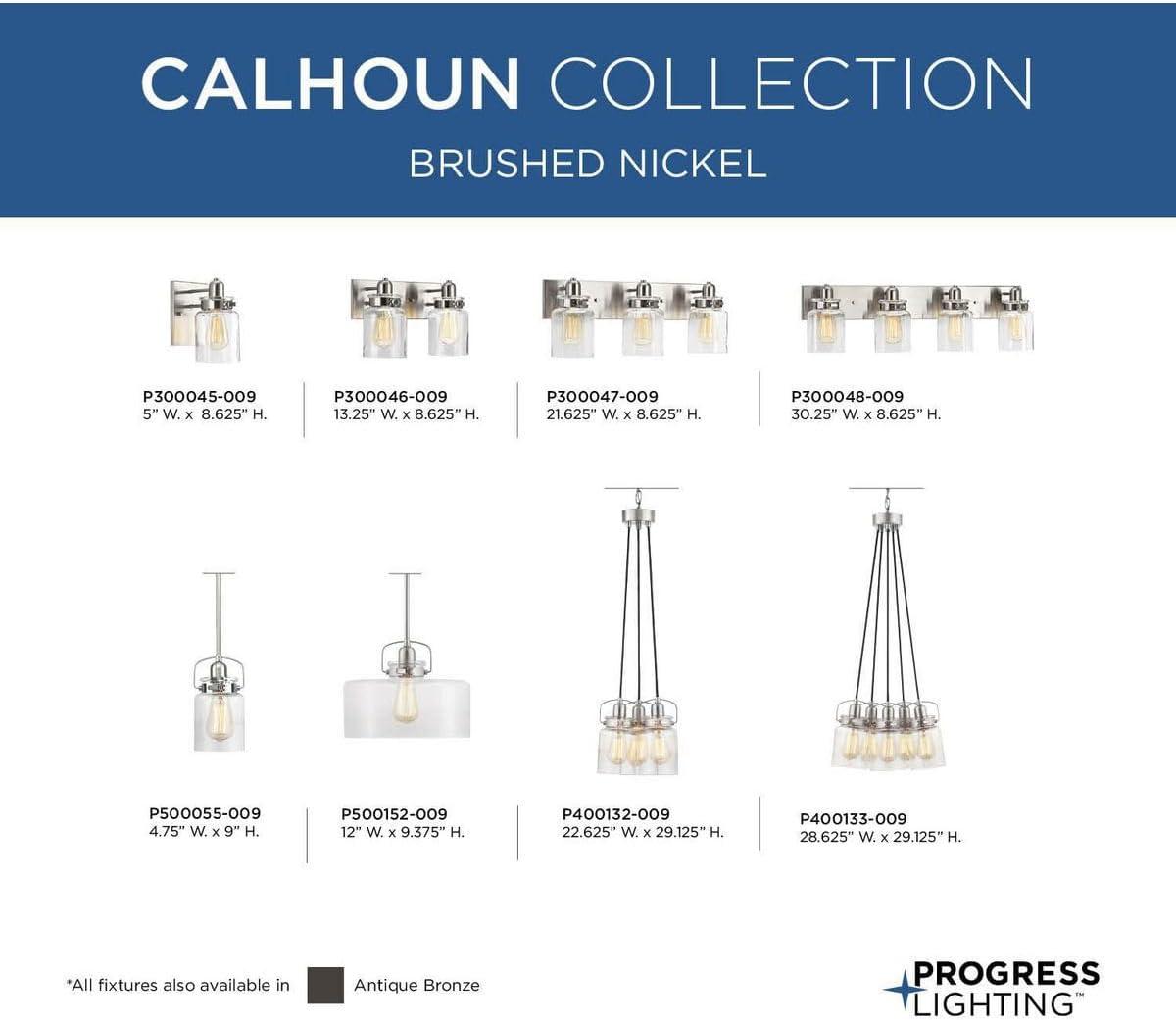 image:imageCalhoun Collection 1Light Clear Glass Farmhouse Bath Vanity Light Brushed NickelNickel