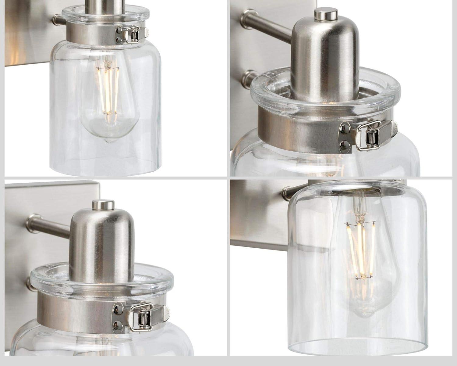 image:imageCalhoun Collection 1Light Clear Glass Farmhouse Bath Vanity Light Brushed NickelNickel