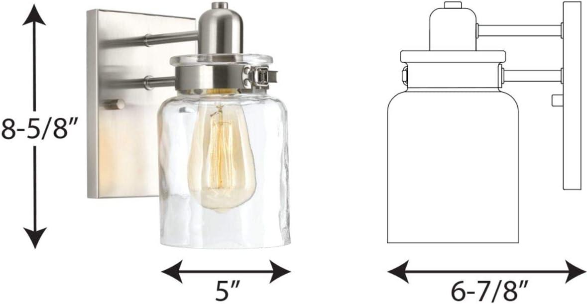 image:imageCalhoun Collection 1Light Clear Glass Farmhouse Bath Vanity Light Brushed NickelNickel