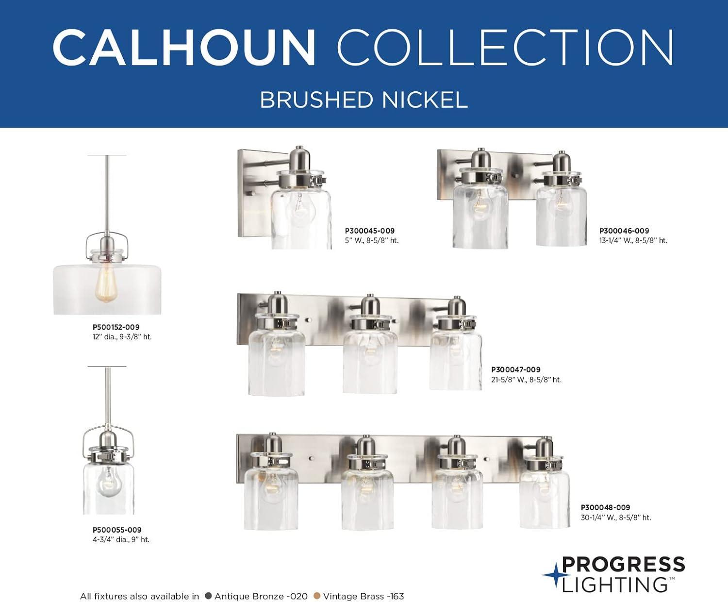 image:imageCalhoun Collection 1Light Clear Glass Farmhouse Bath Vanity Light Brushed NickelNickel