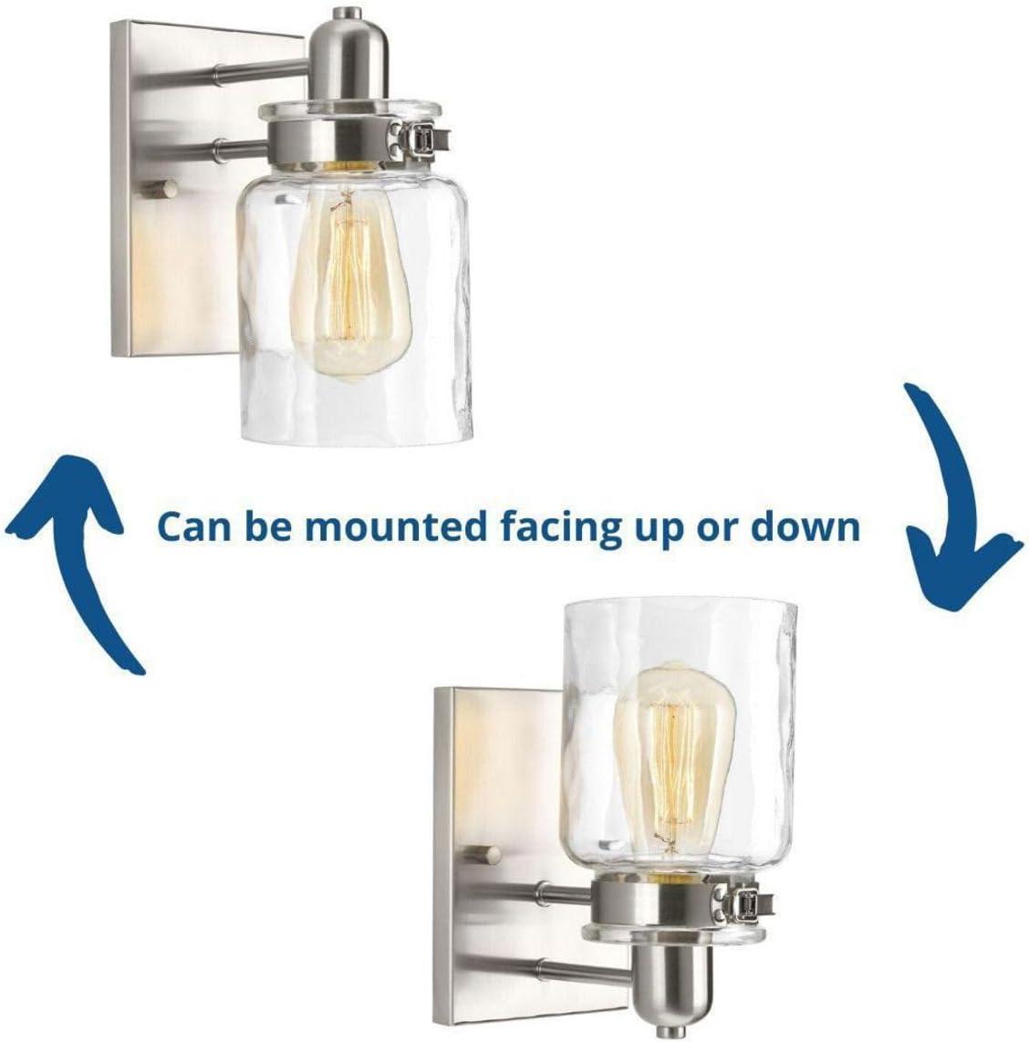 image:imageCalhoun Collection 1Light Clear Glass Farmhouse Bath Vanity Light Brushed NickelNickel