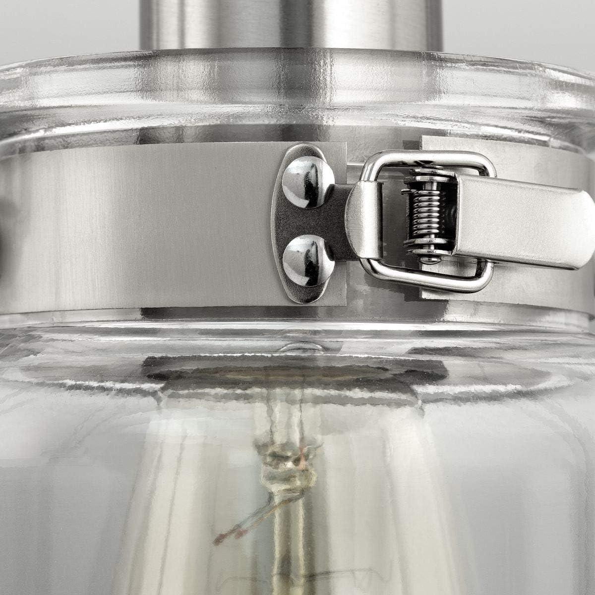image:imageCalhoun Collection 1Light Clear Glass Farmhouse Bath Vanity Light Brushed NickelNickel