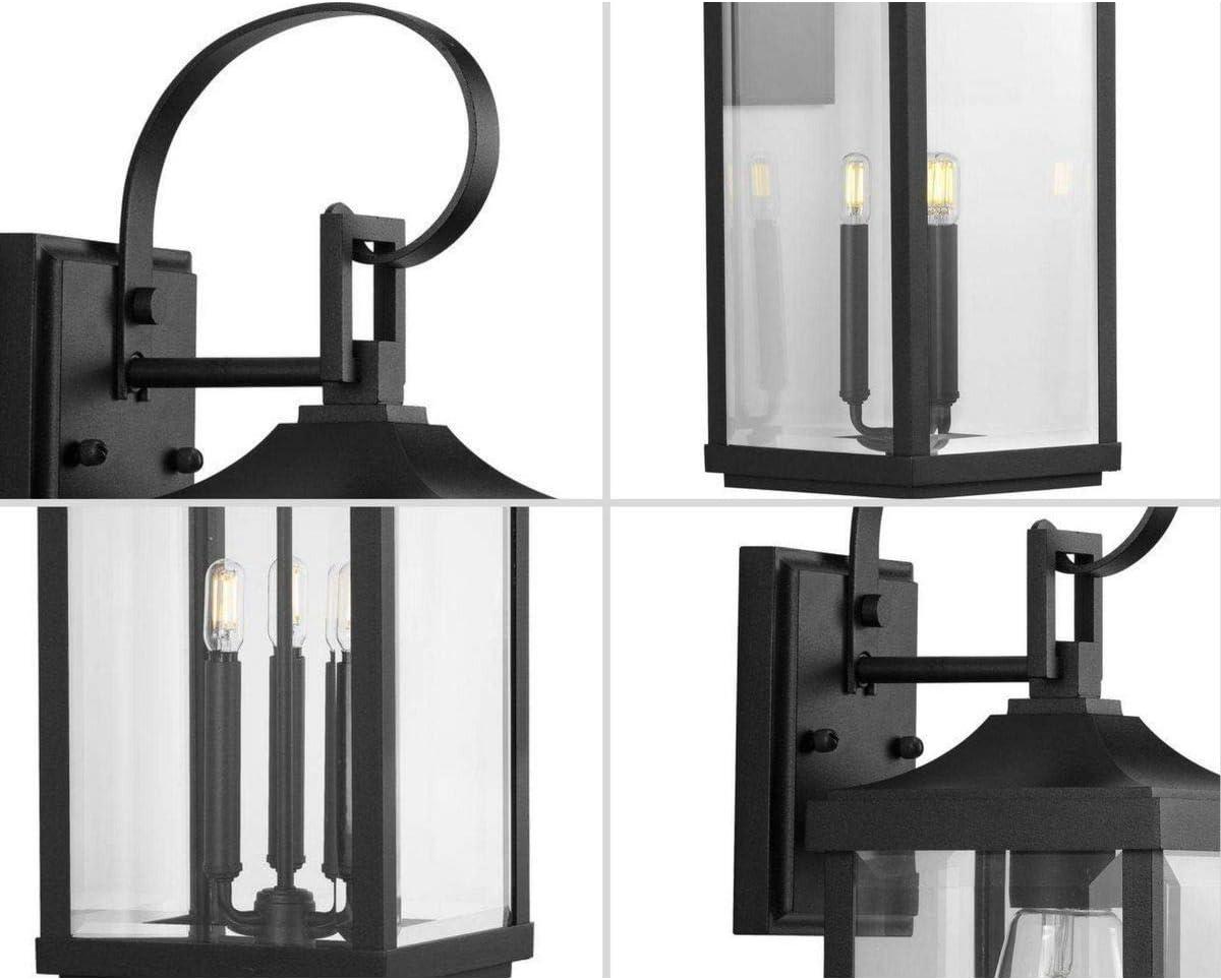 image:imageGibbes Street Collection 3Light Clear Beveled Glass New Traditional Outdoor Large Wall Lantern Light Textured BlackTextured Black