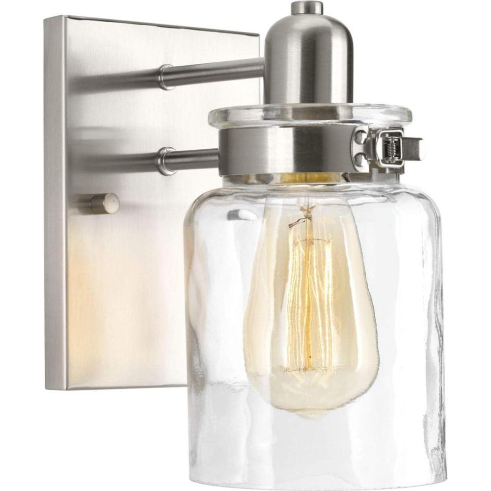 image:imageCalhoun Collection 1Light Clear Glass Farmhouse Bath Vanity Light Brushed NickelNickel