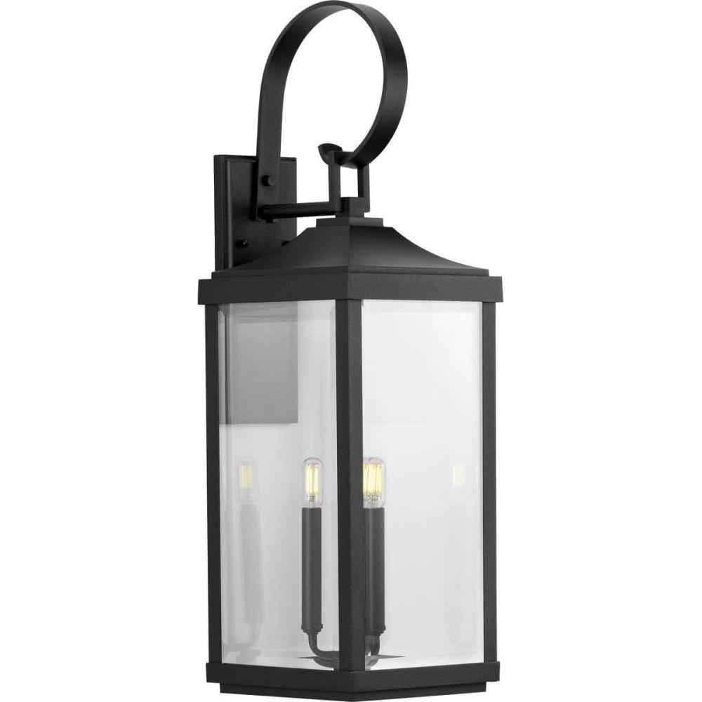 image:imageGibbes Street Collection 3Light Clear Beveled Glass New Traditional Outdoor Large Wall Lantern Light Textured BlackTextured Black