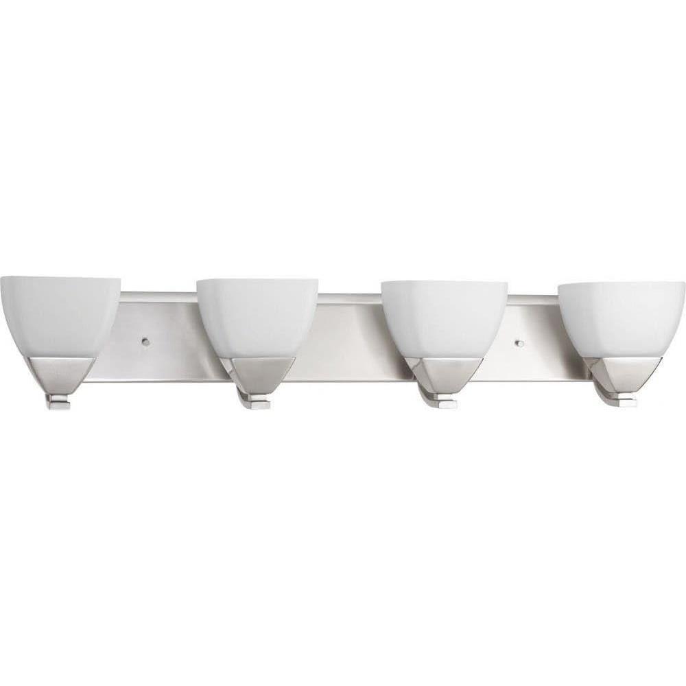 image:imageProgress Lighting Appeal Collection 4Light Etched White Glass Modern Bath Vanity Light Brushed NickelNickel