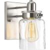 Calhoun Collection 1-Light Clear Glass Farmhouse Bath Vanity Light Brushed Nickel(Nickel)