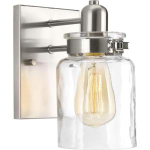Calhoun Collection 1-Light Clear Glass Farmhouse Bath Vanity Light Brushed Nickel(Nickel)