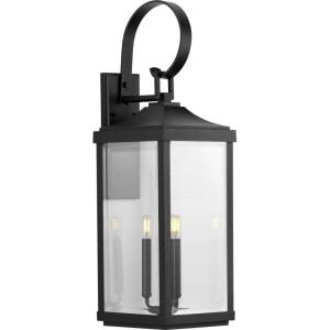 Gibbes Street Collection 3-Light Clear Beveled Glass New Traditional Outdoor Large Wall Lantern Light Textured Black(Textured Black)