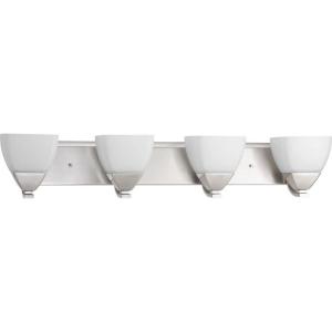 Progress Lighting Appeal Collection 4-Light Etched White Glass Modern Bath Vanity Light Brushed Nickel(Nickel)