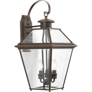 Progress Lighting P6617-20 Burlington Three-Light Large Wall Lantern, Polished Nickel/Delta, Antique Bronze(Antique Bronze)