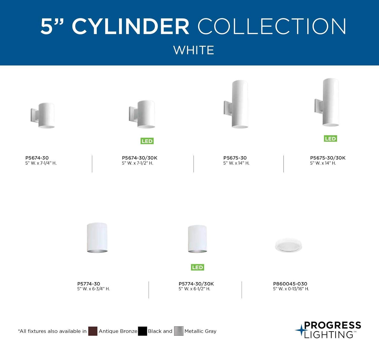 image:imageProgress Lighting 5Inch Cylinder Outdoor LED Wall Sconce 2Light Modern Wall Mount LED Up and Down Lights Interior and Exterior Lighting for Home or Porch Aluminum White P56753030K