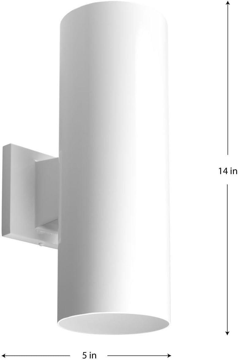 image:imageProgress Lighting 5Inch Cylinder Outdoor LED Wall Sconce 2Light Modern Wall Mount LED Up and Down Lights Interior and Exterior Lighting for Home or Porch Aluminum White P56753030K