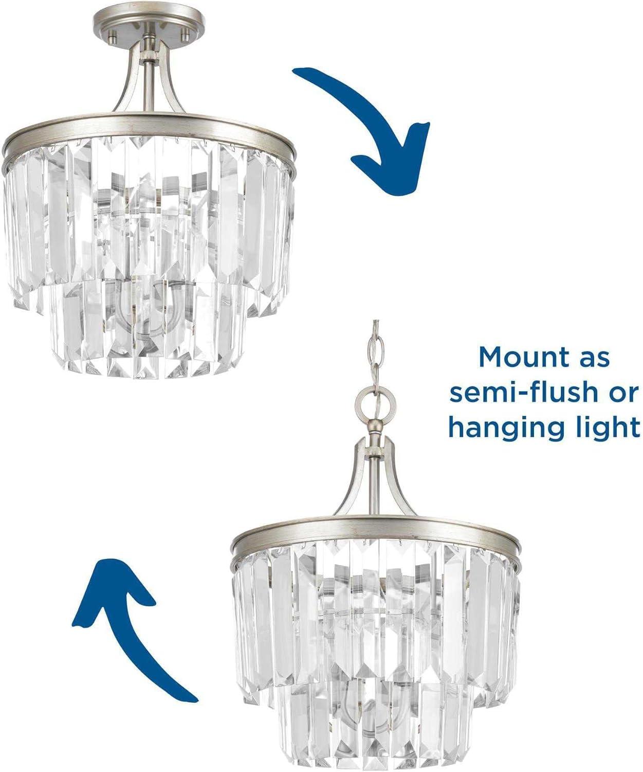 image:imageProgress Lighting Glimmer 3 Light 13 inch SemiFlush Mount Convertible Ceiling Light Antique Bronze P232520 Design SeriesSilver Ridge