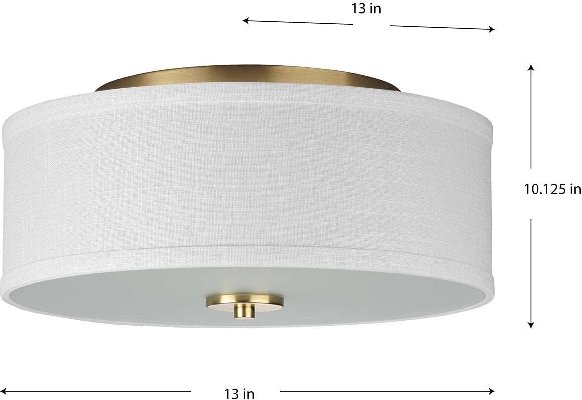 image:imageProgress Lighting Inspire Collection 3Light Ceiling Light Semi Flush Mount Ceiling Light Fixture with Summer Linen Light Shade for Interior Kitchen Lights Hallway 18 by 115 Satin BrassSatin Brass with New Traditional Shade