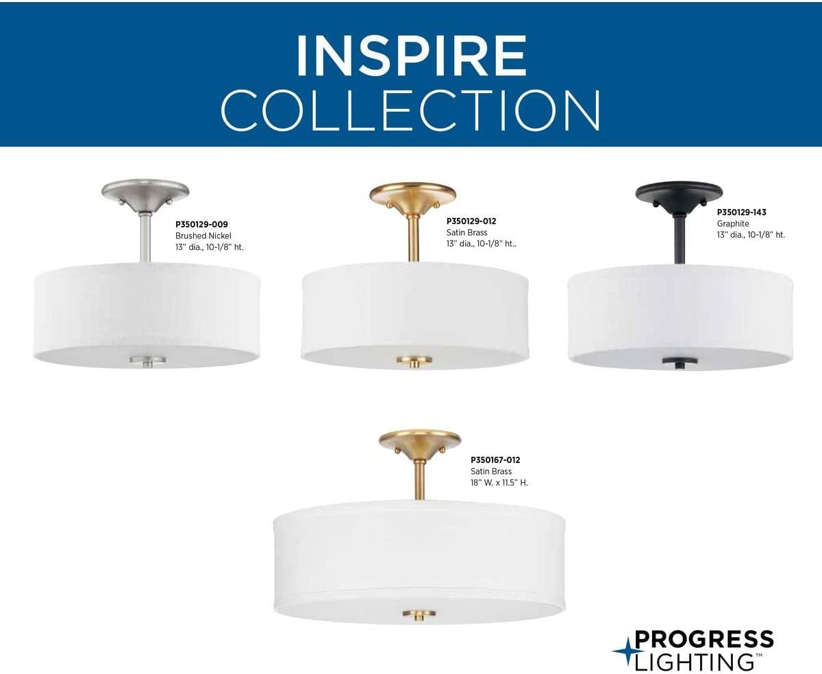 image:imageProgress Lighting Inspire Collection 3Light Ceiling Light Semi Flush Mount Ceiling Light Fixture with Summer Linen Light Shade for Interior Kitchen Lights Hallway 18 by 115 Satin BrassSatin Brass with New Traditional Shade
