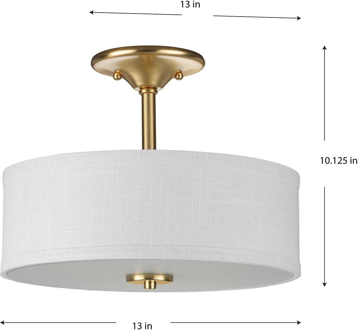 image:imageProgress Lighting Inspire Collection 3Light Ceiling Light Semi Flush Mount Ceiling Light Fixture with Summer Linen Light Shade for Interior Kitchen Lights Hallway 18 by 115 Satin BrassSatin Brass with New Traditional Shade