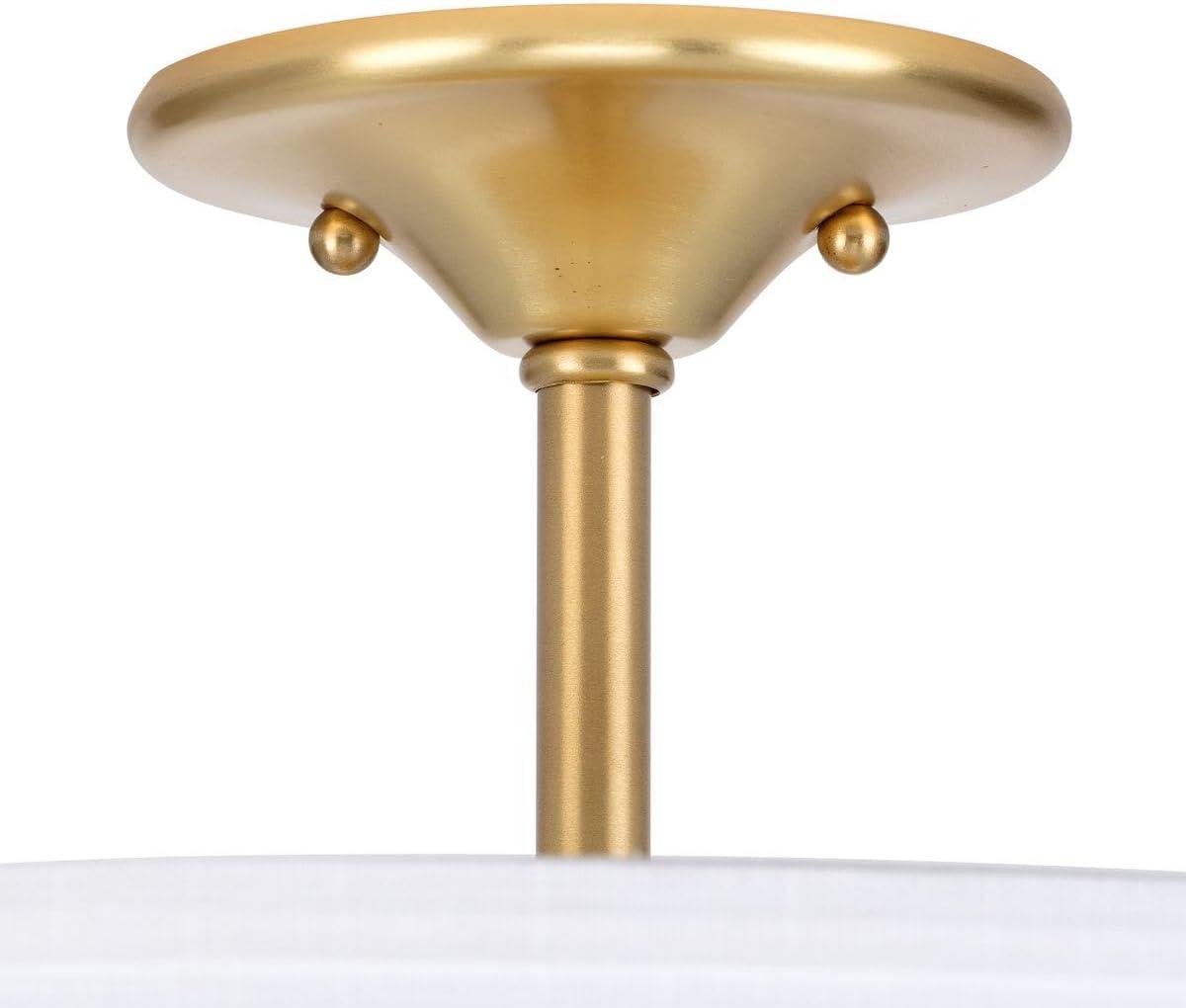 image:imageProgress Lighting Inspire Collection 3Light Ceiling Light Semi Flush Mount Ceiling Light Fixture with Summer Linen Light Shade for Interior Kitchen Lights Hallway 18 by 115 Satin BrassSatin Brass with Summer Linen Shade