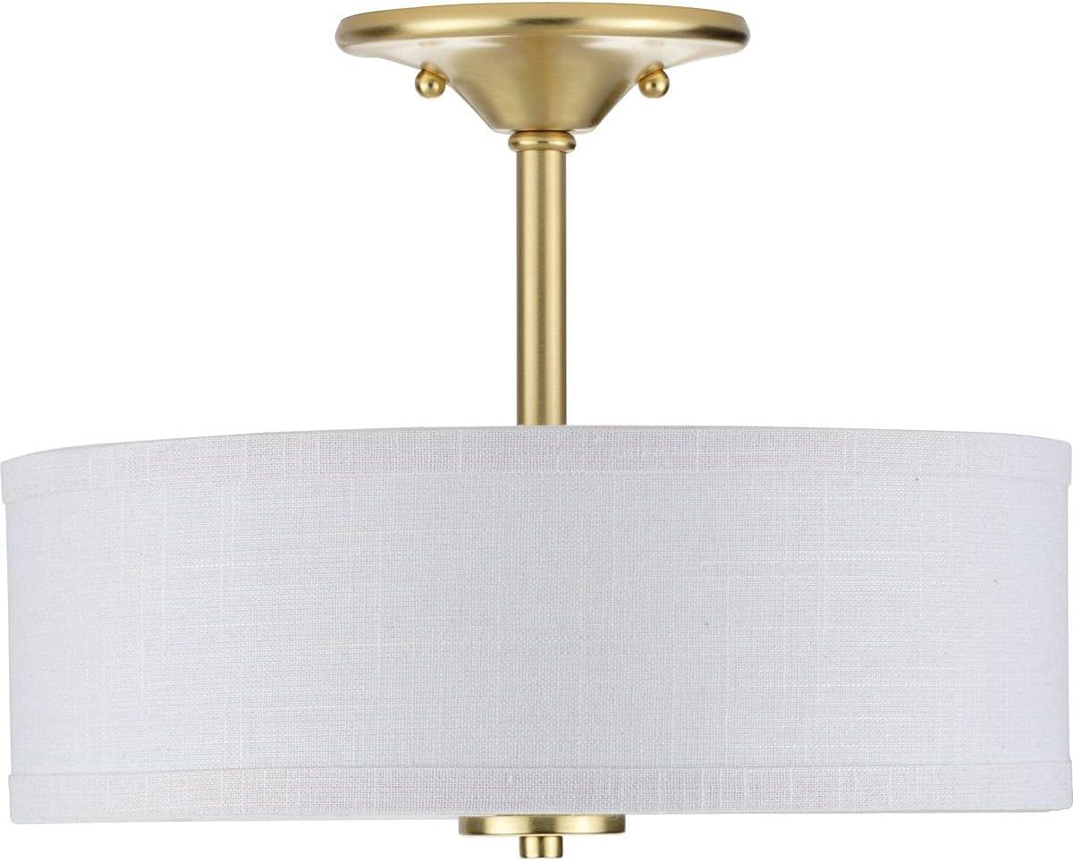 image:imageProgress Lighting Inspire Collection 3Light Ceiling Light Semi Flush Mount Ceiling Light Fixture with Summer Linen Light Shade for Interior Kitchen Lights Hallway 18 by 115 Satin BrassSatin Brass with New Traditional Shade