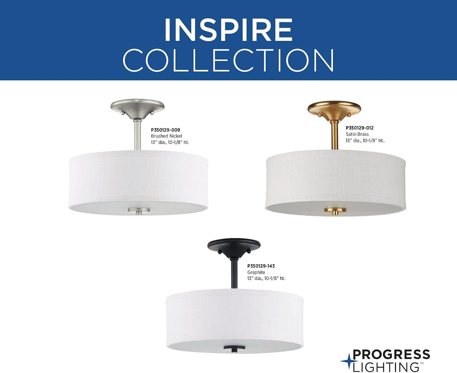 image:imageProgress Lighting Inspire Collection 3Light Ceiling Light Semi Flush Mount Ceiling Light Fixture with Summer Linen Light Shade for Interior Kitchen Lights Hallway 18 by 115 Satin BrassSatin Brass with New Traditional Shade