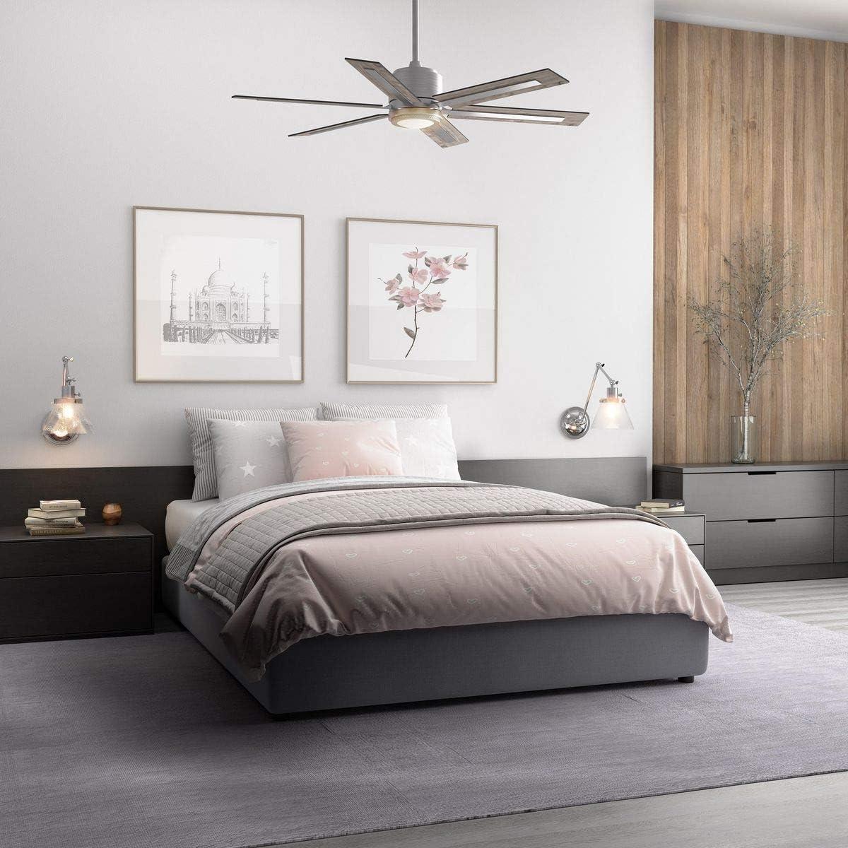 image:imageProgress Lighting P25868130K Protruding Mount 6 WalnutDriftwood Blades Ceiling fan with 17 watts light Antique Nickel
