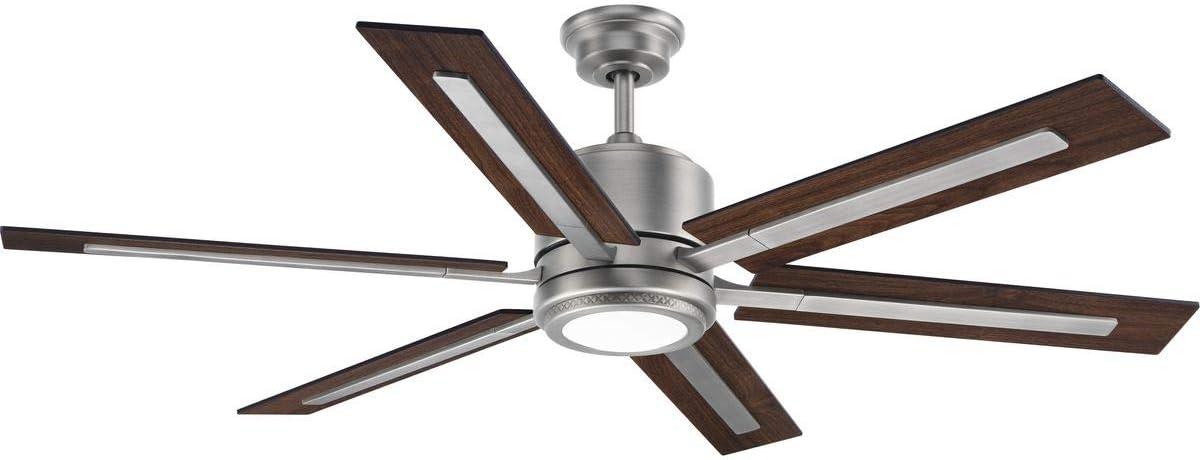image:imageProgress Lighting P25868130K Protruding Mount 6 WalnutDriftwood Blades Ceiling fan with 17 watts light Antique Nickel