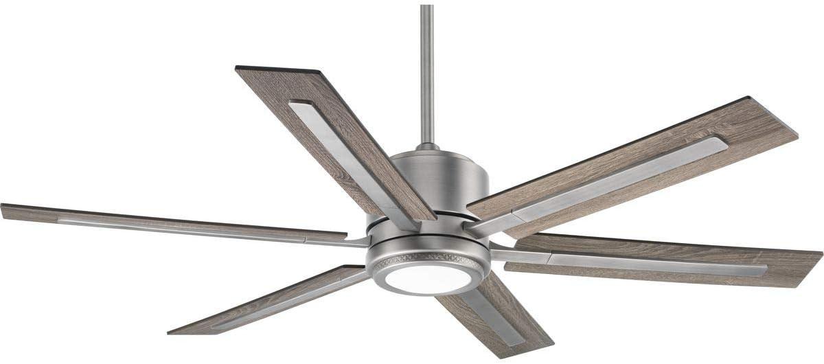 image:imageProgress Lighting P25868130K Protruding Mount 6 WalnutDriftwood Blades Ceiling fan with 17 watts light Antique Nickel