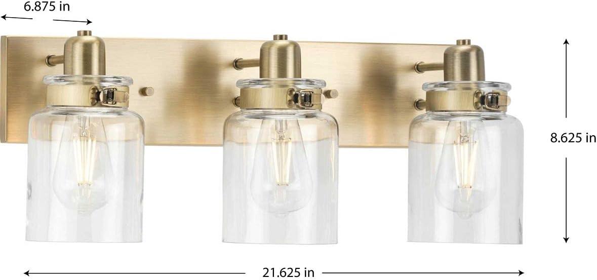 image:imageProgress Lighting P300045163 Calhoun Collection Clear Glass Farmhouse Bath Vanity Light 1 Light Vintage BrassVintage Brass
