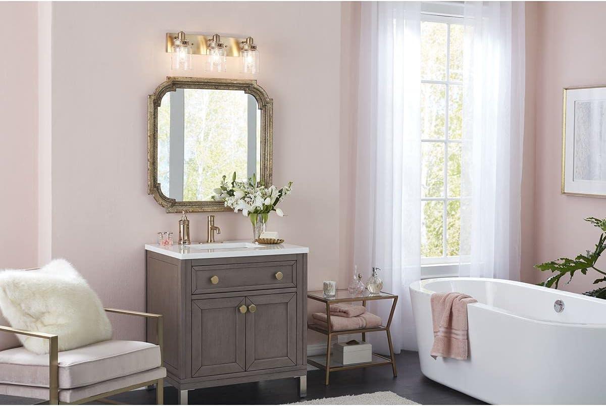image:imageProgress Lighting P300045163 Calhoun Collection Clear Glass Farmhouse Bath Vanity Light 1 Light Vintage BrassVintage Brass