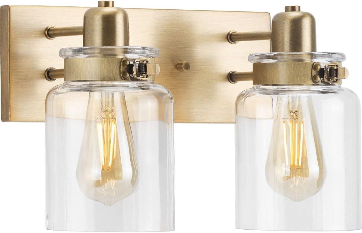 image:imageProgress Lighting P300045163 Calhoun Collection Clear Glass Farmhouse Bath Vanity Light 1 Light Vintage BrassVintage Brass