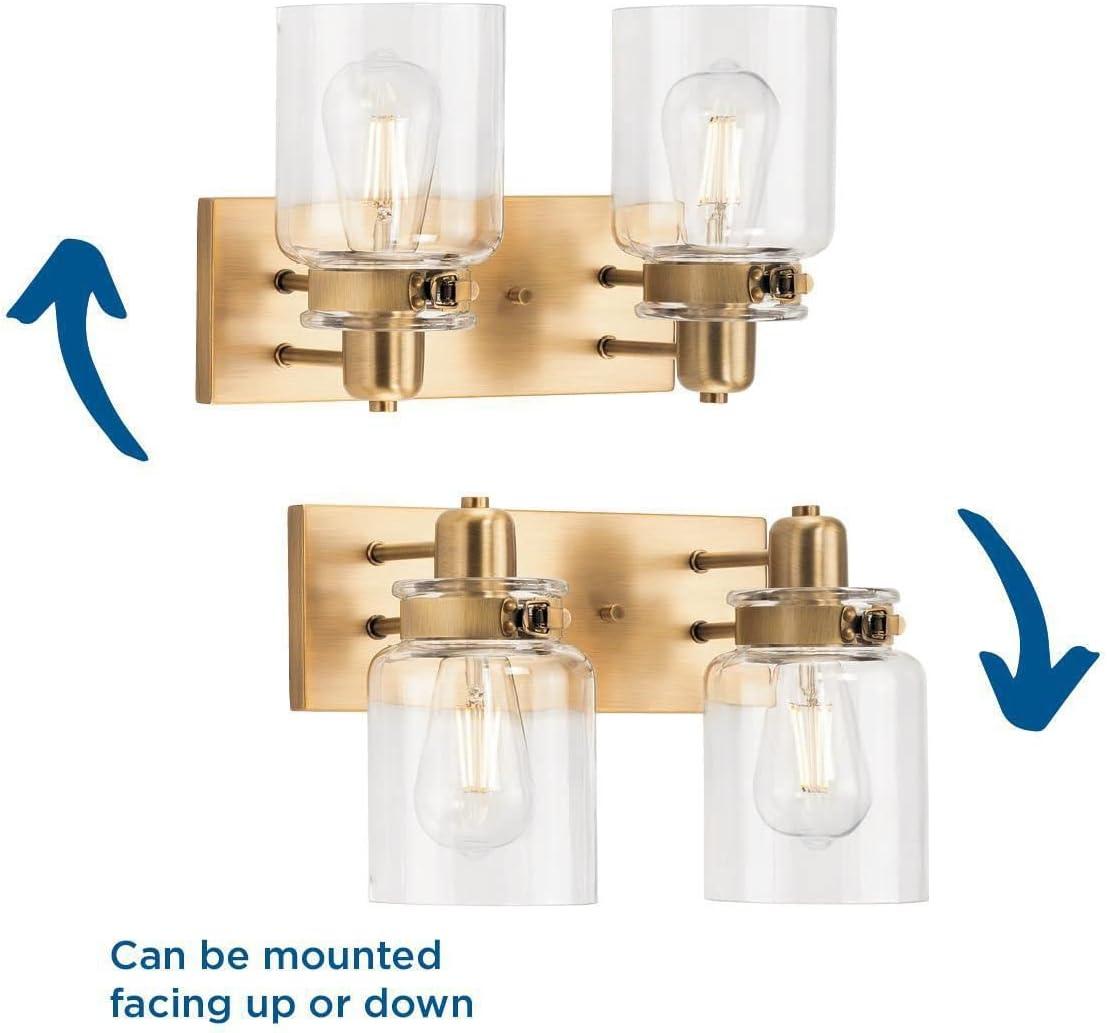 image:imageProgress Lighting P300045163 Calhoun Collection Clear Glass Farmhouse Bath Vanity Light 1 Light Vintage BrassVintage Brass