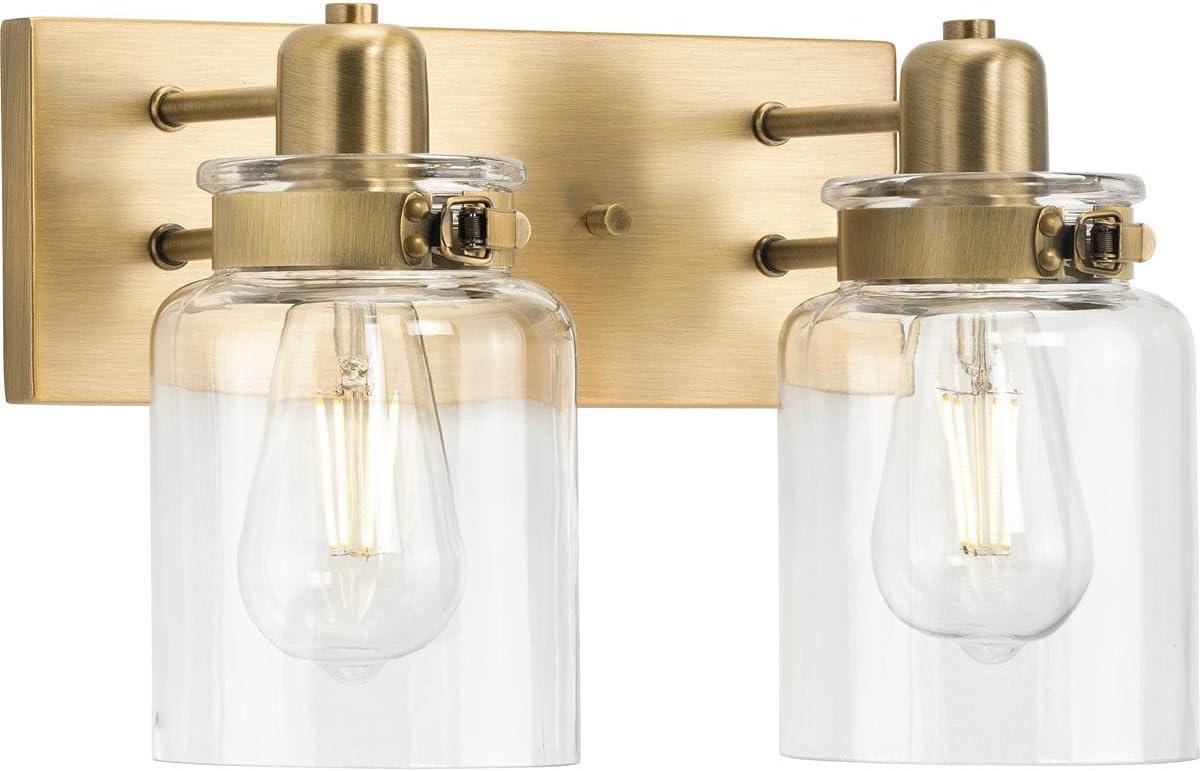 image:imageProgress Lighting P300045163 Calhoun Collection Clear Glass Farmhouse Bath Vanity Light 1 Light Vintage BrassVintage Brass