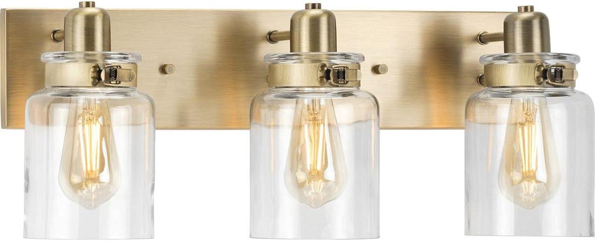 image:imageProgress Lighting P300045163 Calhoun Collection Clear Glass Farmhouse Bath Vanity Light 1 Light Vintage BrassVintage Brass