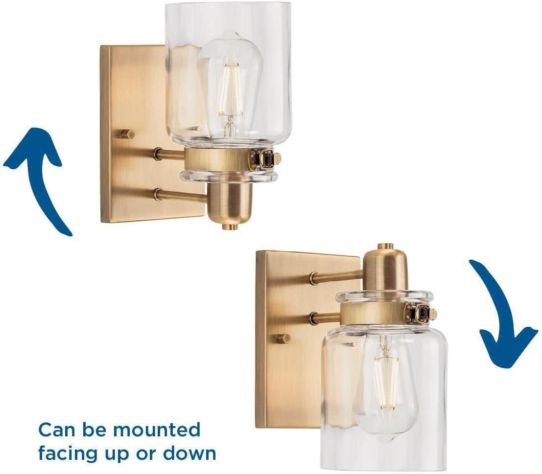 image:imageProgress Lighting P300045163 Calhoun Collection Clear Glass Farmhouse Bath Vanity Light 1 Light Vintage BrassVintage Brass