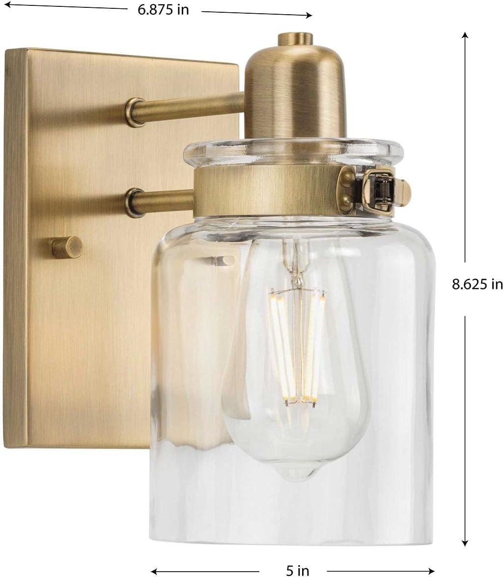 image:imageProgress Lighting P300045163 Calhoun Collection Clear Glass Farmhouse Bath Vanity Light 1 Light Vintage BrassVintage Brass