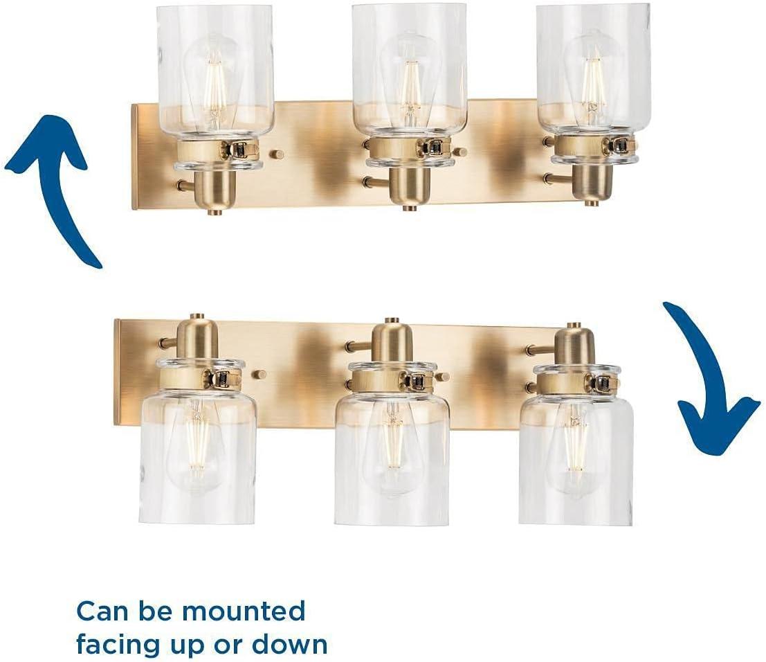 image:imageProgress Lighting P300045163 Calhoun Collection Clear Glass Farmhouse Bath Vanity Light 1 Light Vintage BrassVintage Brass