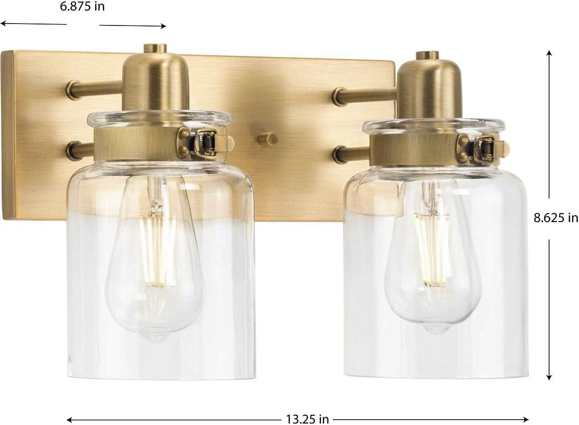 image:imageProgress Lighting P300045163 Calhoun Collection Clear Glass Farmhouse Bath Vanity Light 1 Light Vintage BrassVintage Brass