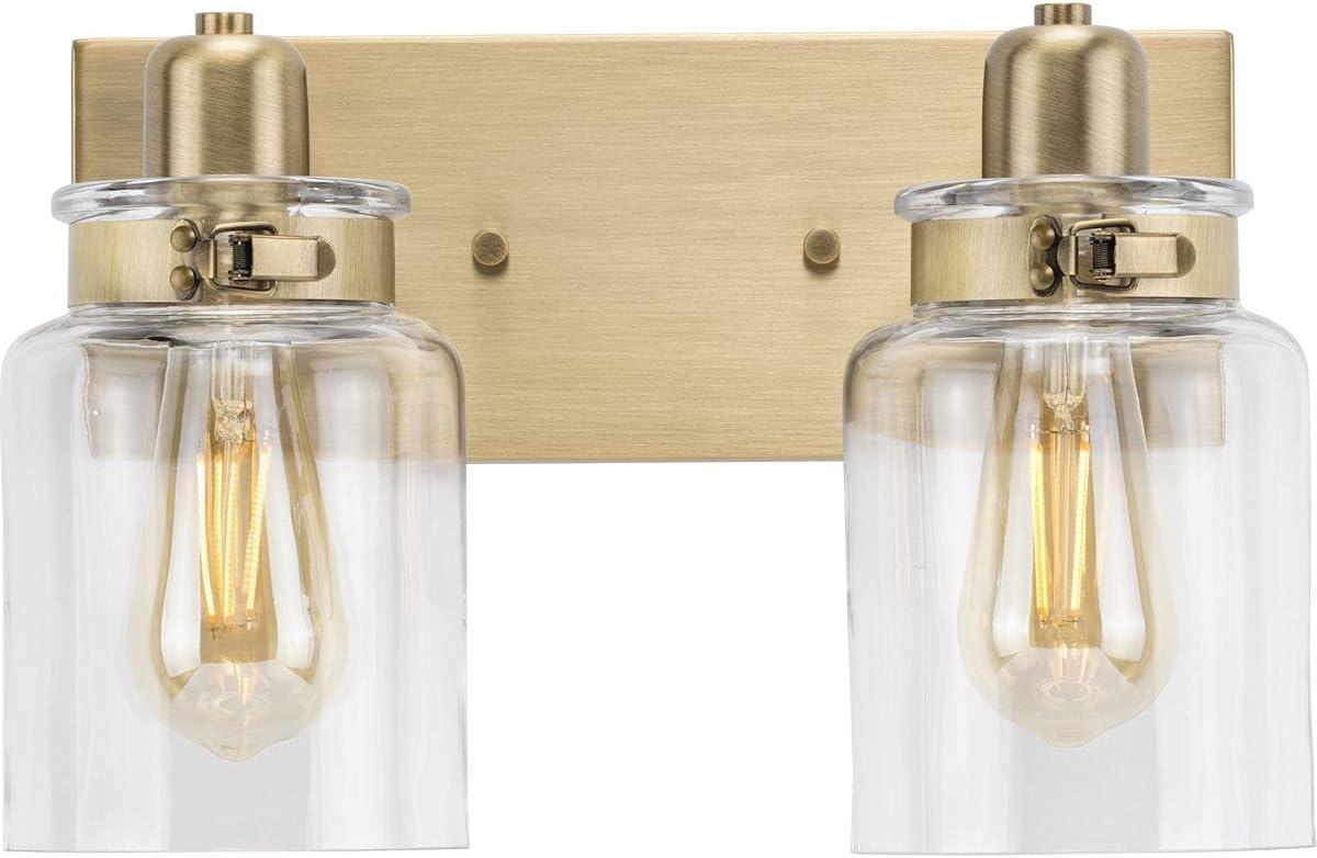 image:imageProgress Lighting P300045163 Calhoun Collection Clear Glass Farmhouse Bath Vanity Light 1 Light Vintage BrassVintage Brass