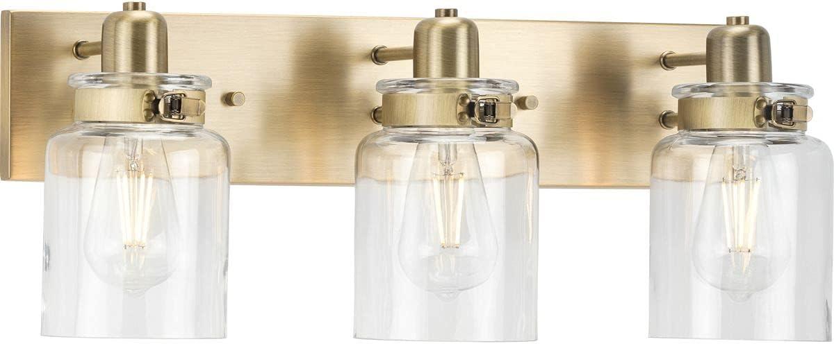 image:imageProgress Lighting P300045163 Calhoun Collection Clear Glass Farmhouse Bath Vanity Light 1 Light Vintage BrassVintage Brass