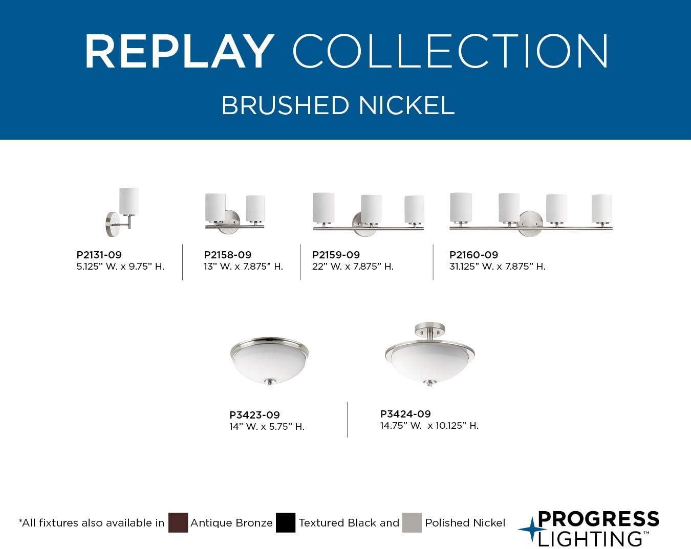 image:imageProgress Lighting Replay Collection 2Light Ceiling Light Flush Mount Ceiling Light Fixture for Interior Kitchen Lights Hallway Bedroom Living Room 14Inch by 534Inch Polished NickelBrushed Nickel