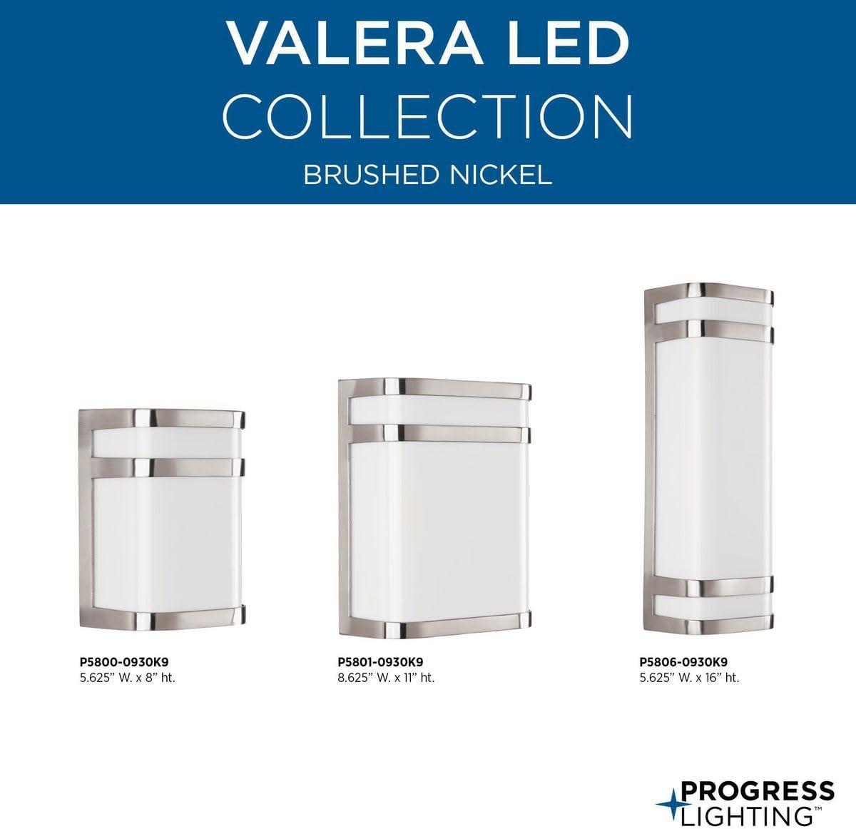 image:imageProgress Lighting Valera LED Collection 1Light Matte White Acrylic Shade Modern Outdoor Small Wall Lantern Light Brushed NickelNickel