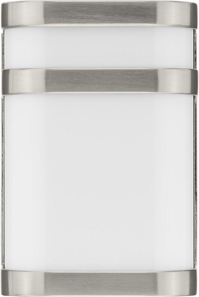 image:imageProgress Lighting Valera LED Collection 1Light Matte White Acrylic Shade Modern Outdoor Small Wall Lantern Light Brushed NickelNickel