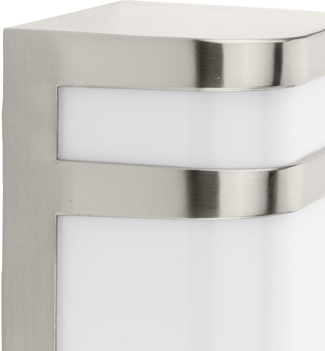 image:imageProgress Lighting Valera LED Collection 1Light Matte White Acrylic Shade Modern Outdoor Small Wall Lantern Light Brushed NickelNickel
