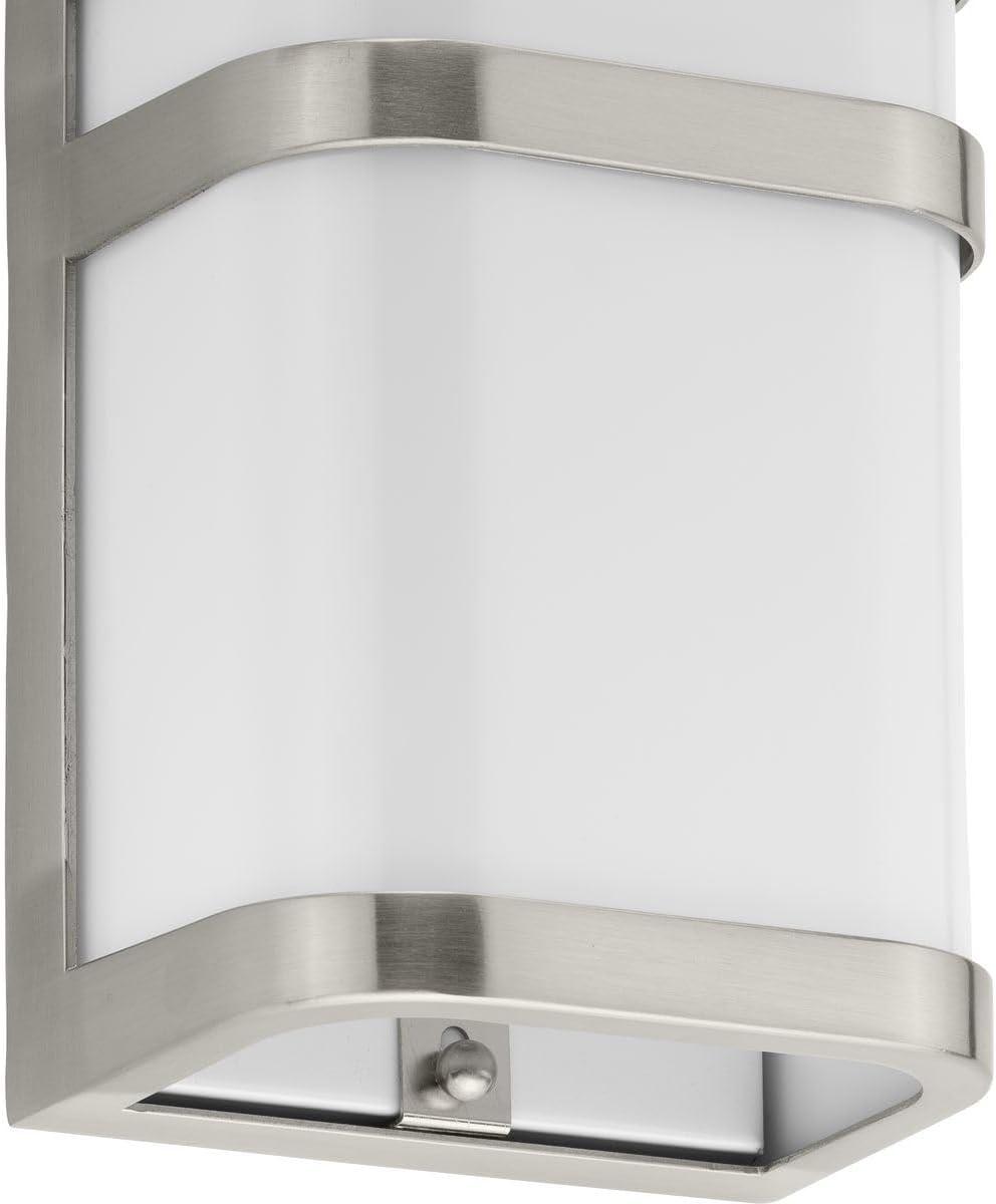 image:imageProgress Lighting Valera LED Collection 1Light Matte White Acrylic Shade Modern Outdoor Small Wall Lantern Light Brushed NickelNickel