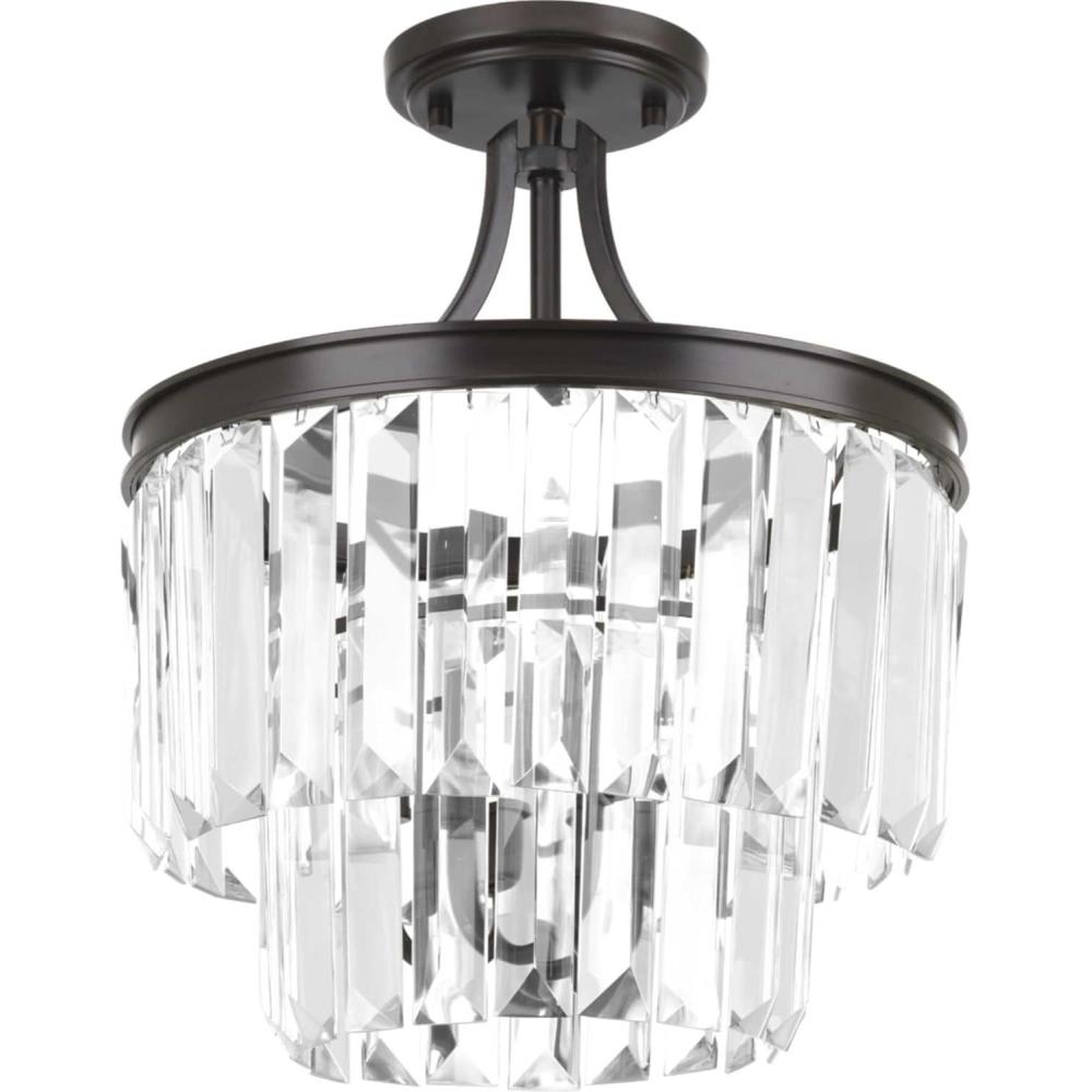 image:imageProgress Lighting Glimmer 3 Light 13 inch SemiFlush Mount Convertible Ceiling Light Antique Bronze P232520 Design SeriesAntique Bronze