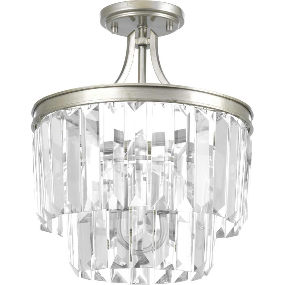 image:imageProgress Lighting Glimmer 3 Light 13 inch SemiFlush Mount Convertible Ceiling Light Antique Bronze P232520 Design SeriesSilver Ridge