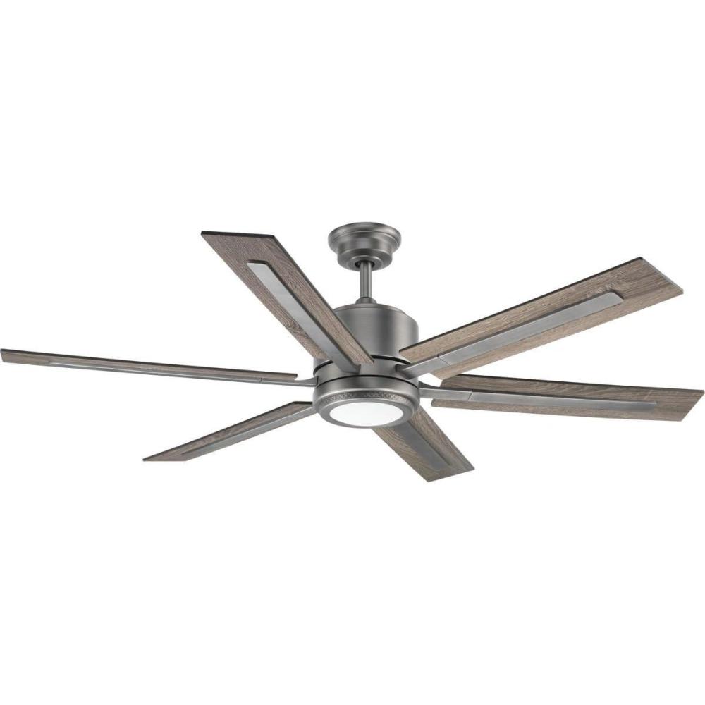 image:imageProgress Lighting P25868130K Protruding Mount 6 WalnutDriftwood Blades Ceiling fan with 17 watts light Antique Nickel
