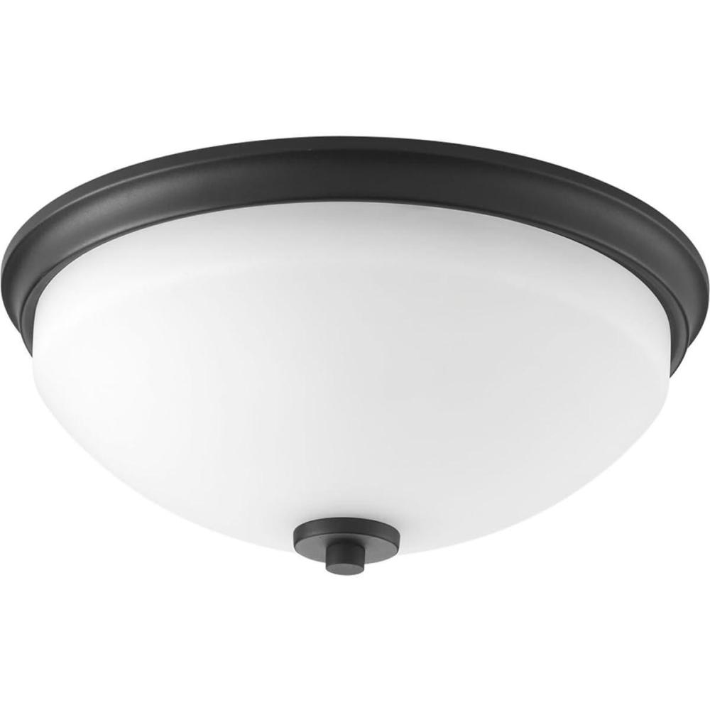image:imageProgress Lighting Replay Collection 2Light Ceiling Light Flush Mount Ceiling Light Fixture for Interior Kitchen Lights Hallway Bedroom Living Room 14Inch by 534Inch Polished NickelTextured Black